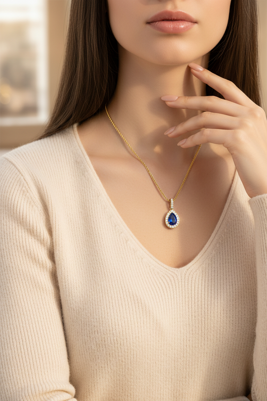 Sapphire Pear Shape Pendant