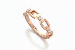 Modern Geometric Paper Clip Style Link Diamond Ring