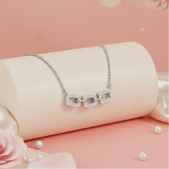 Modern Interlocking Link Diamond Necklace With Chain