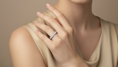 Modern Geometric Design Ring with Sparkling Stones