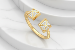 Triangle & Square Open Cuff Fashion Ring
