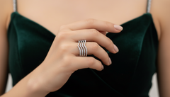 Four-Row Diamond Chevron Ring