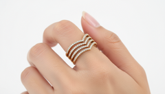 Four-Row Diamond Chevron Ring