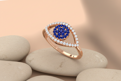 Minimalist Gold & Diamond Evil Eye Fashion Ring