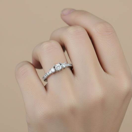 Certified Three Stone Round Diamond Ring