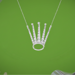 Rolex Style Crown Diamond Necklace With Chain