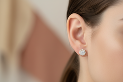 Diamond Illusion Cushion Cut Stud Earrings