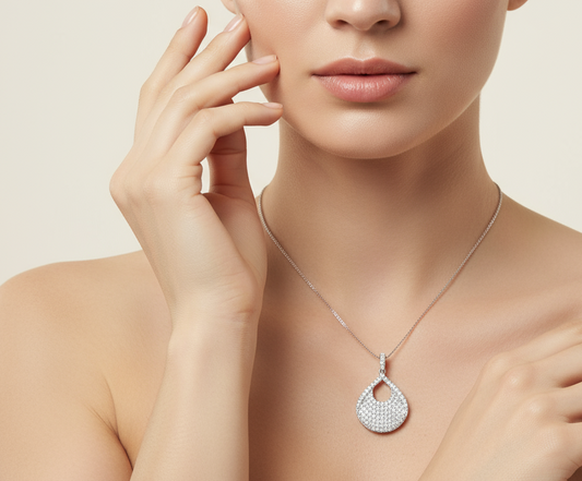 Modern Cutout Pave Diamond Teardrop Pendant