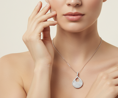 Modern Cutout Pave Diamond Teardrop Pendant