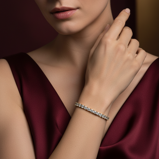 Woven Band Round Diamond Tennis Bracelet