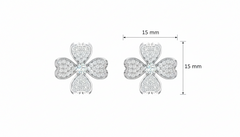 Diamond Heart Clover Stud Earrings