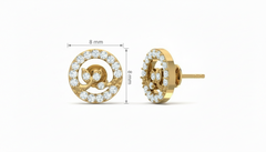 Stylized Diamond Halo Stud Earrings