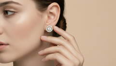 Classic Round Diamond Solitaire Halo Stud Earrings