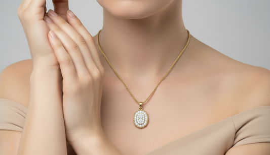 Diamond Cluster Oval Double Halo Pendant