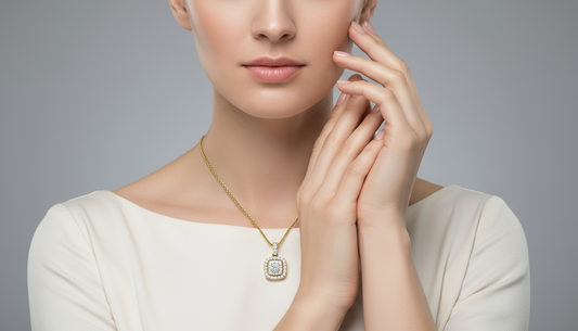 Diamond Double Halo Square Pendant