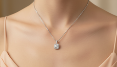 Diamond Double Halo Square Pendant