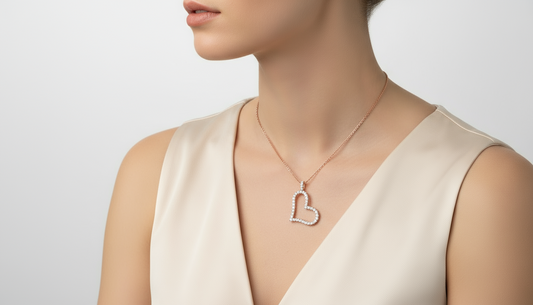 Pave Diamond Open Heart Silhouette Pendant
