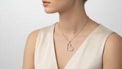 Pave Diamond Open Heart Silhouette Pendant