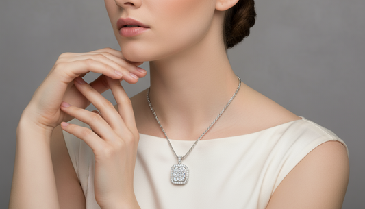 Cushion Cut Look Diamond Halo Pendant for Women