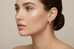 Diamond Huggie Hoop Earrings - Channel Set Dainty Hoops