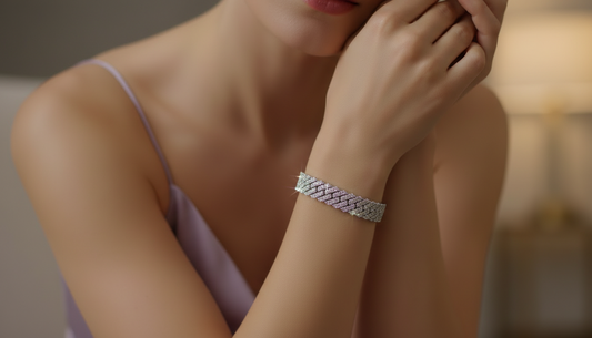 Raised Cuban Link Diamond Bracelet