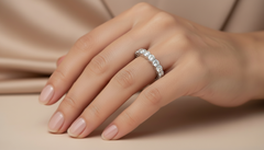 Nine Stone Oval Diamond Anniversary Ring in Gold