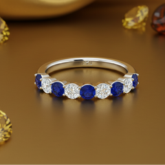 Nine Stone Sapphire With Diamond Approx One Cttw