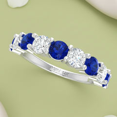 Nine Stone Sapphire With Diamond