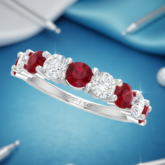 Nine Stone Ruby With Diamond