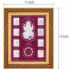 Shree Ashtavinayak Frame - 999 Pure silver , 11 x 13 Inch