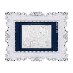 Laxmiji-Ganeshji Frame - 999 Pure silver , 3 x 4 Inch