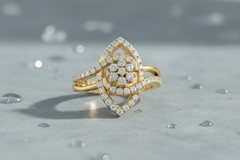 Sparkling Diamond Teardrop Cluster Ring