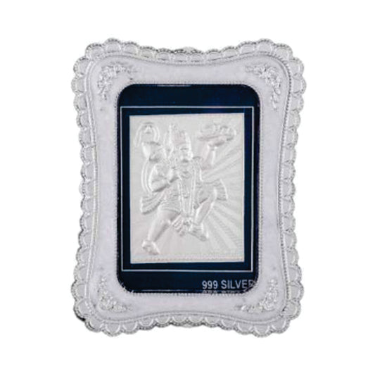 Bajrang Bali Frame - 999 Pure silver , 3 x 4 Inch
