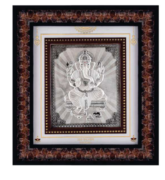 Ganeshji Frame - 999 Pure silver , 10 x 11 Inch