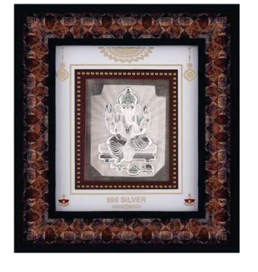 Ganeshji Frame - 999 Pure silver , 9 x 10 Inch