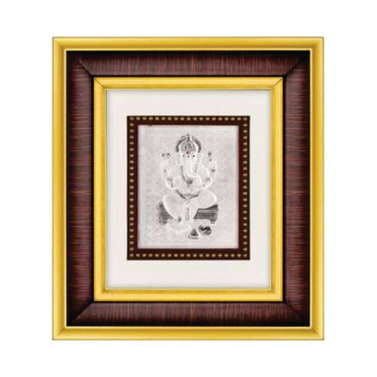 Ganeshji Frame - 999 Pure silver , 7 x 8 Inch