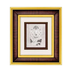 Ganeshji Frame - 999 Pure silver , 7 x 8 Inch
