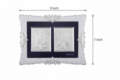 Ganeshji-Laxmiji Frame - 999 Pure silver , 7 x 9 Inch