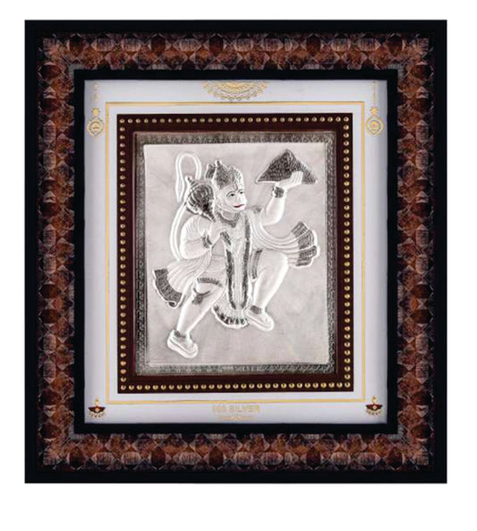 Hanumanji Frame - 999 Pure silver , 10 x 11 Inch