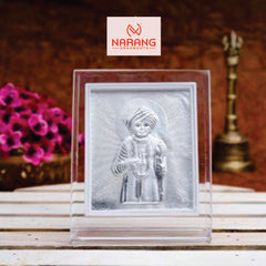 Jalaram Bapa Frame- 999 Pure silver , 3.5 x 4.5 Inch