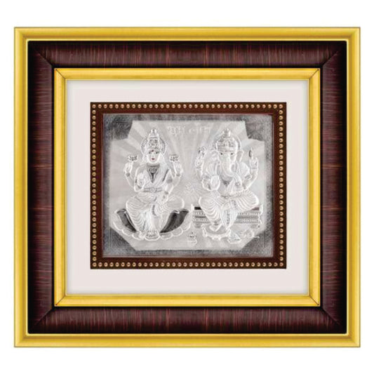 Laxmiji-Ganeshji Frame - 999 Pure silver , 10 x 11 Inch