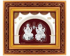 Laxmiji-Ganeshji Frame - 999 Pure silver , 9 x 10 Inch