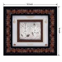 Laxmiji-Ganeshji Frame - 999 Pure silver , 9 x 10 Inch