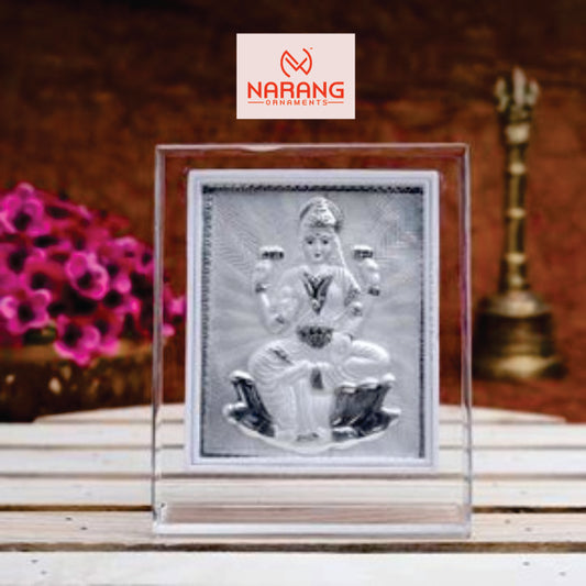 Laxmi Ma Frame - 999 Pure silver , 3.5 x 4.5 Inch