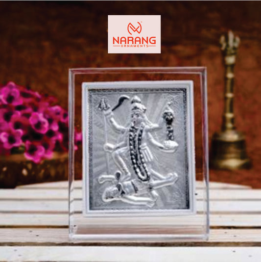 Mahakali Ma Frame - 999 Pure silver , 3.5 x 4.5 Inch