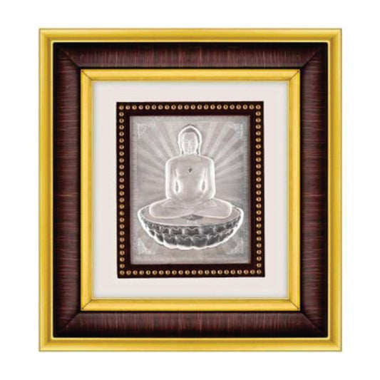 Mahavir Swami Frame - 999 Pure silver , 8.5 x 9.5 Inch