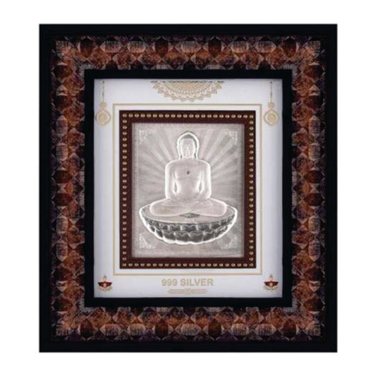 Mahavir Swami Frame - 999 Pure silver , 9 x 10 Inch
