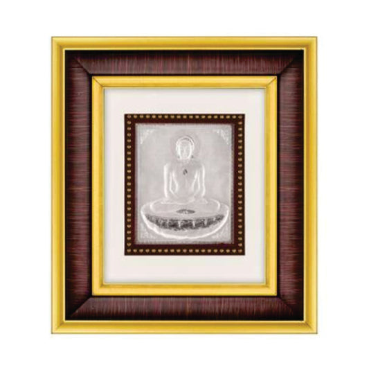 Mahavir Swami Frame - 999 Pure silver , 7 x 8 Inch