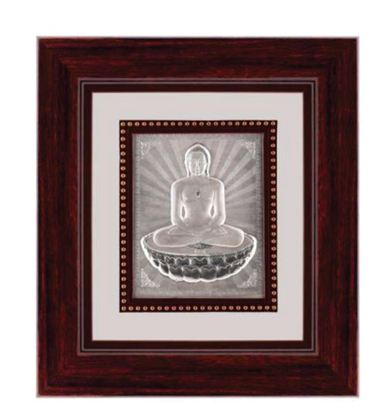 Mahavir Swami Frame - 999 Pure silver , 9 x 10 Inch