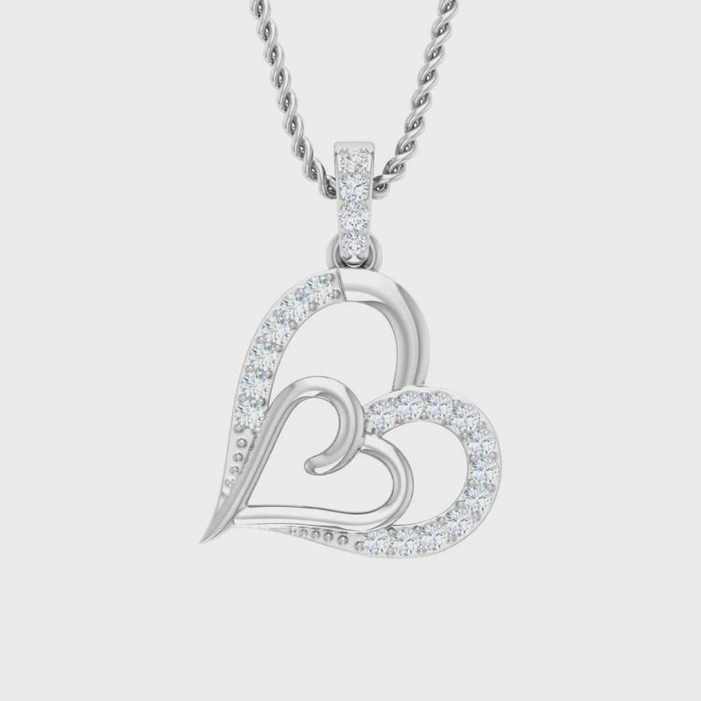 Pave Diamond Layered Heart Pendant